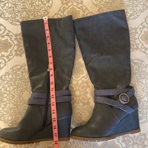 Journee Collection wide calf wedge leather boots